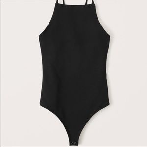 Abercrombie and Fitch Seamless Square Neck Bodysuit in Black XL